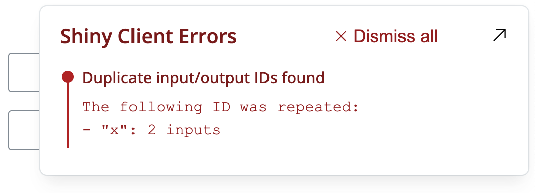 The error dialog displaying the duplicate IDs error