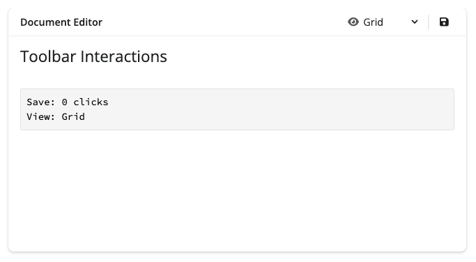 Example of a card with a toolbar input button and toolbar input select